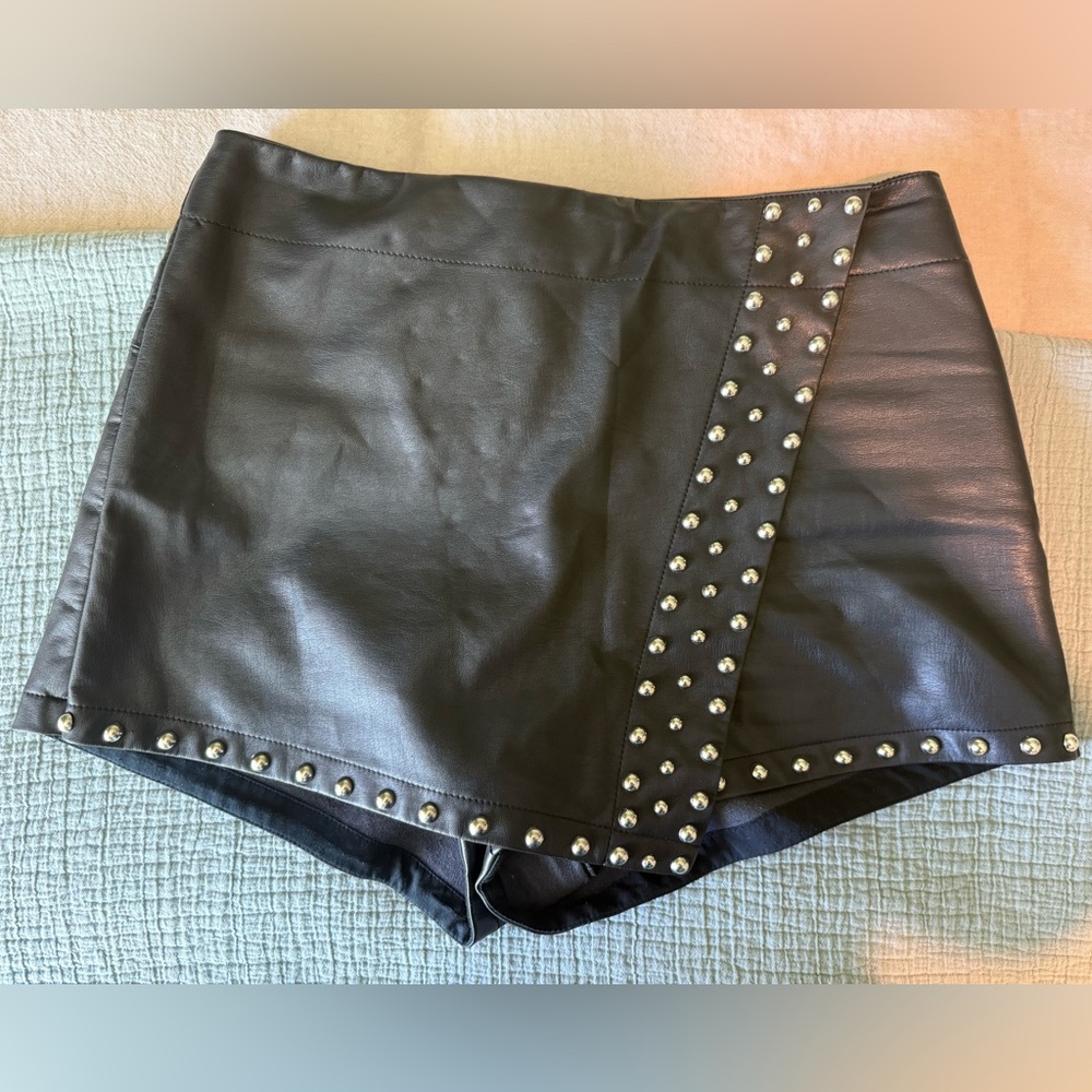 Free people Black Studded Leather Skirt